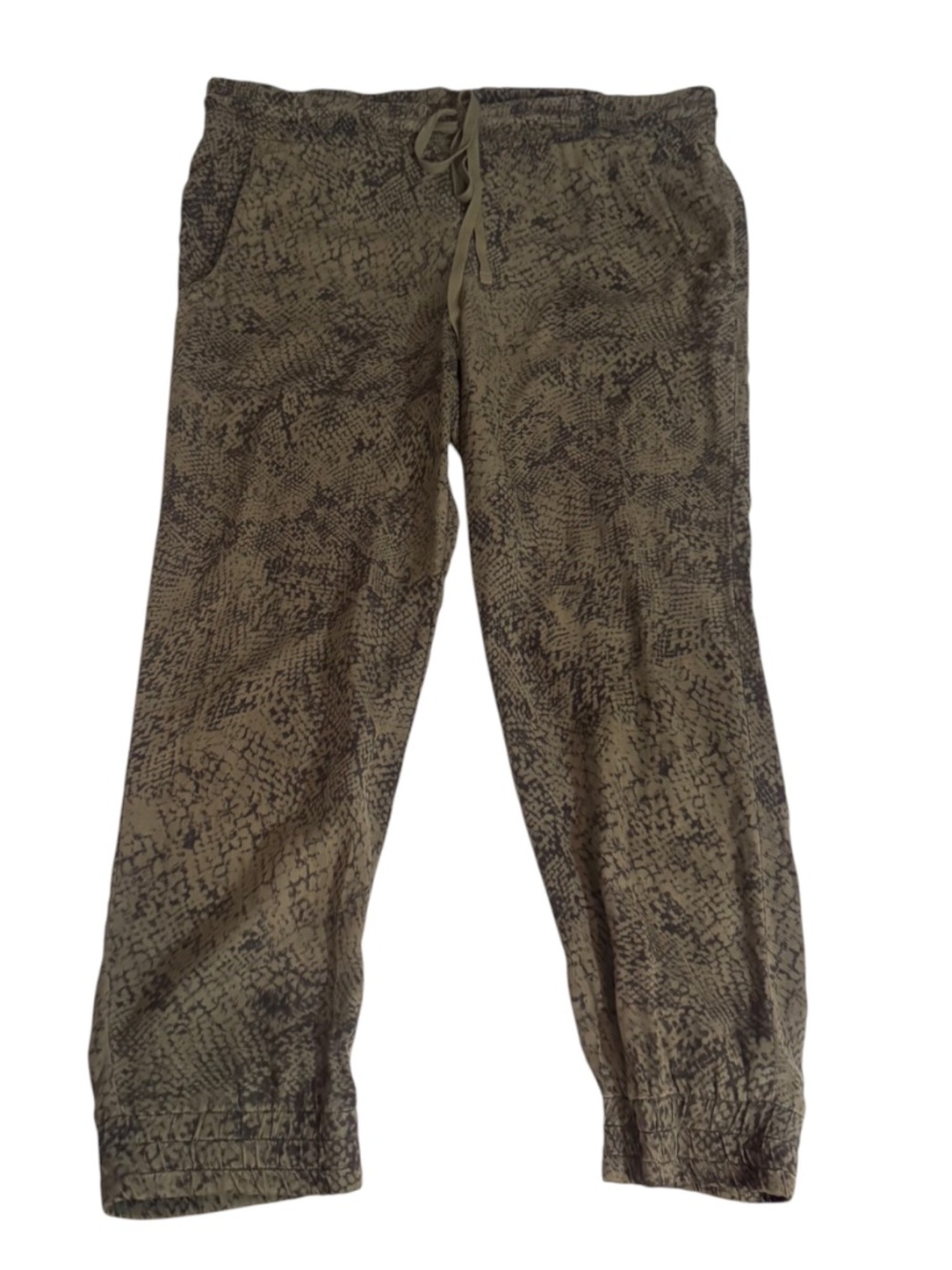 Bella Dahl Size Small Green Snakeskin Joggers Lounge Casual Drawstring Pockets